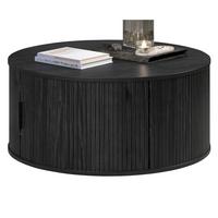COUCHTISCH Esche schwarz rund 80 cm, Beistelltisch mit Stauraum - Schwarz, Holzwerkstoff/Kunststoff (80/80/36cm) - Top.Furn