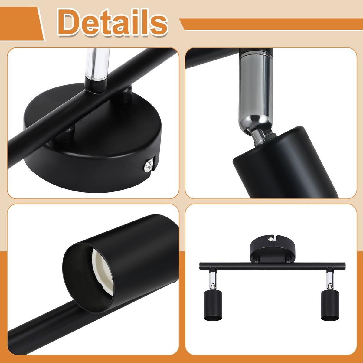 DECKENSTRAHLER Pilz 3-flammig 40/8/14 cm - Schwarz, Metall (40/8/14cm) - Nettlife