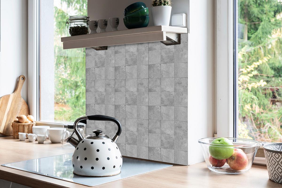 FLIESENAUFKLEBER 9 Stück 30x30 cm selbstklebend Beton-Patchwork - Grau, Textil (30/1.6/30cm) - TULUP