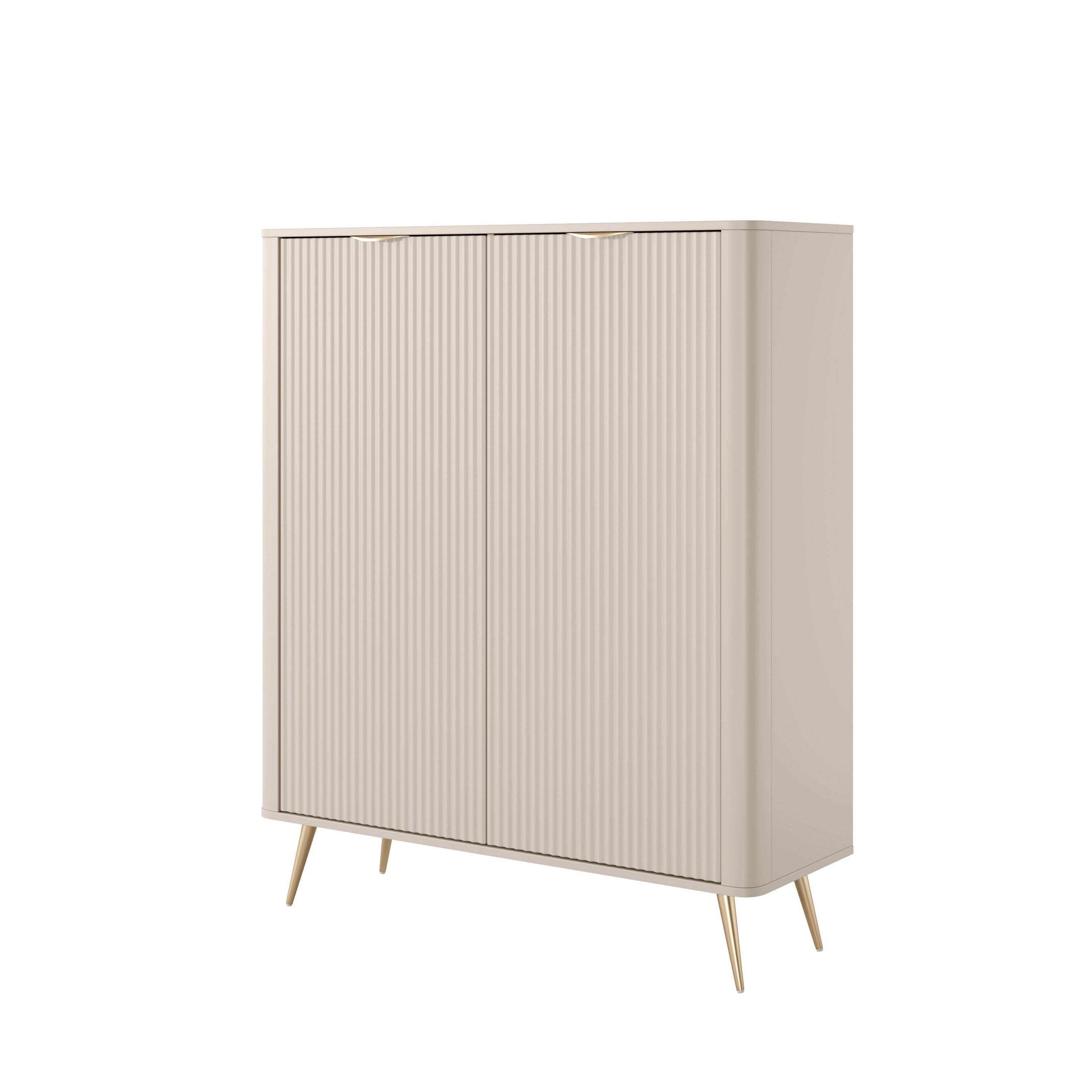 KOMMODE LANTANA 113,2/134,1/38cm mit Schubladen 2 Türen Beige - Beige, Holzwerkstoff (113.2/134.1/38cm) - MASSENO