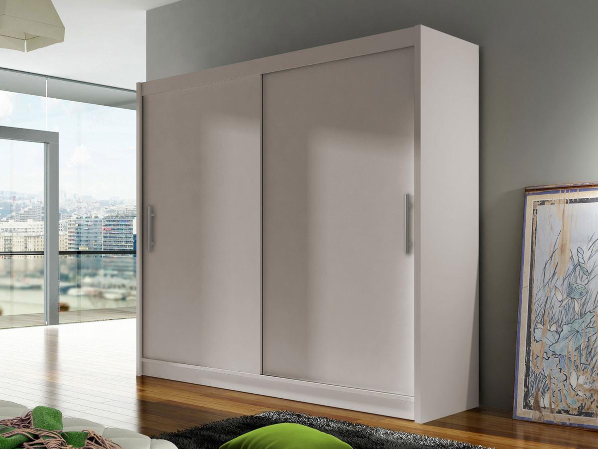 KLEIDERSCHRANK London I 180 - Kaschmir/Silberfarben, Holzwerkstoff/Kunststoff (180/215/58cm) - MIRJAN24