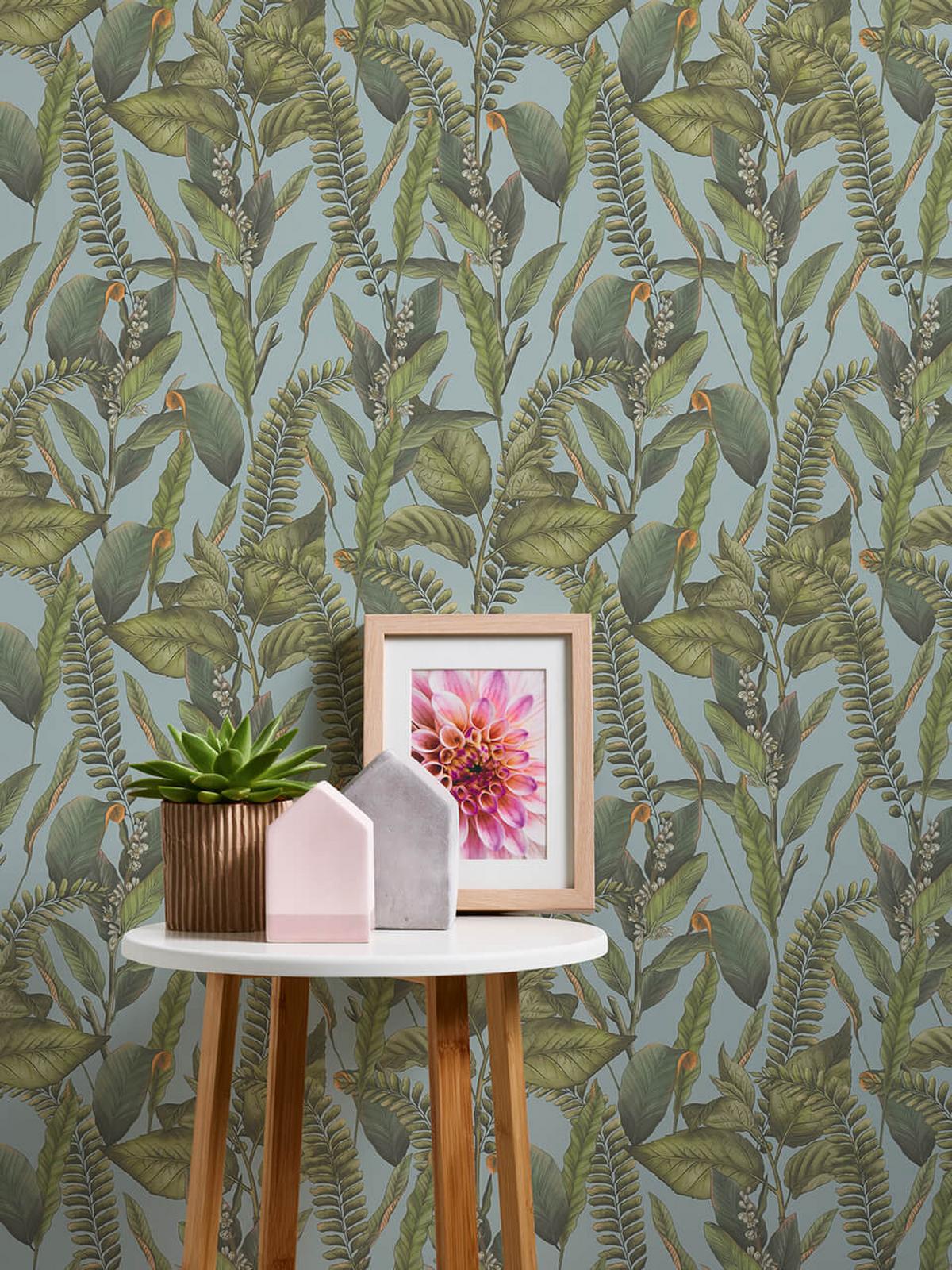 VLIESTAPETE Grün 53/1005 cm - Blau, Textil (53/1cm) - KUNSTLOFT