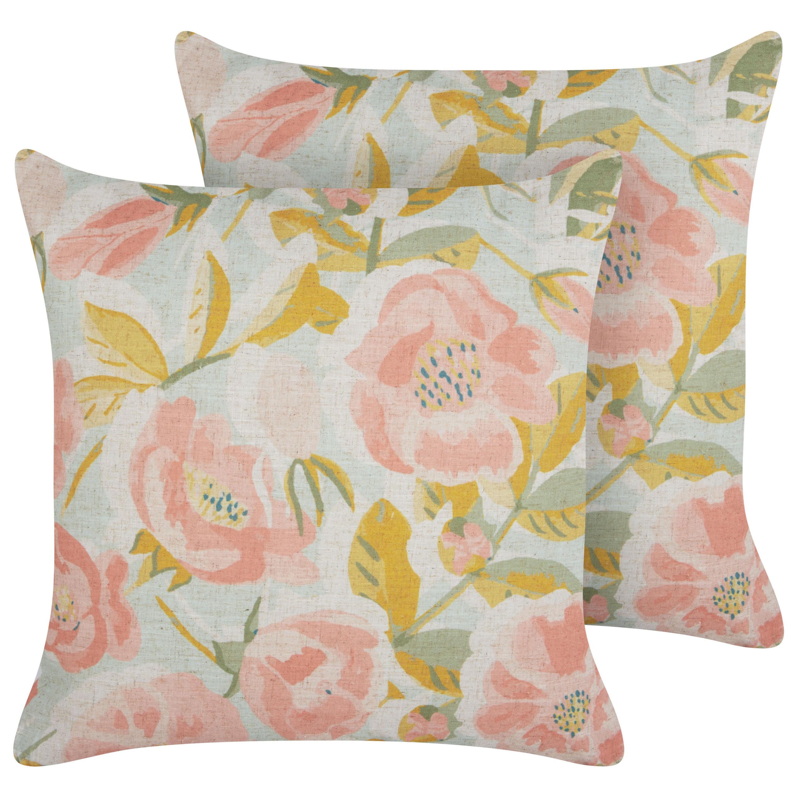 DEKOKISSEN 2er-Set Rosa 45/45 cm Zahriye - Blau/Pink, Textil (45/45cm) - Beliani