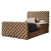 BOXBETT Chesterfield Lux - H3 - Cappuccino, Holz (160/200cm) - MIRJAN24