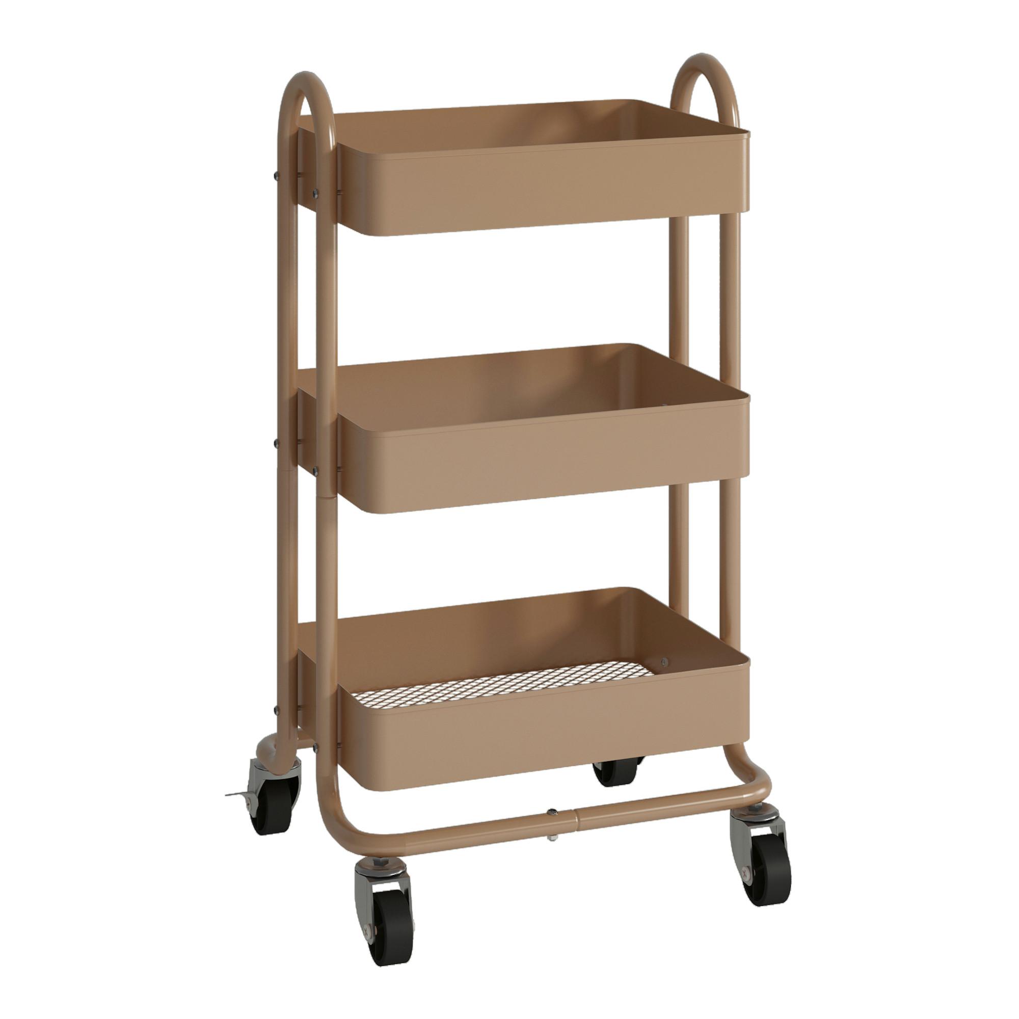 SERVIERWAGEN Pyhäntä - Hellbraun, Metall (46/78.5/35cm) - [en.casa]