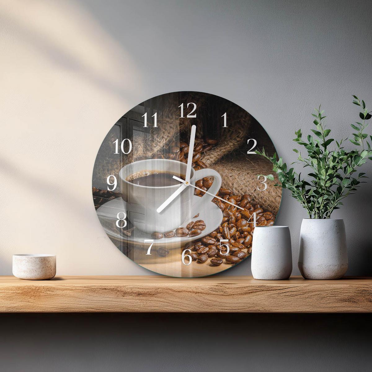 WANDUHR aus Glas Ø30 cm - Kaffee - Braun, Glas (30/30/0.4cm) - TULUP