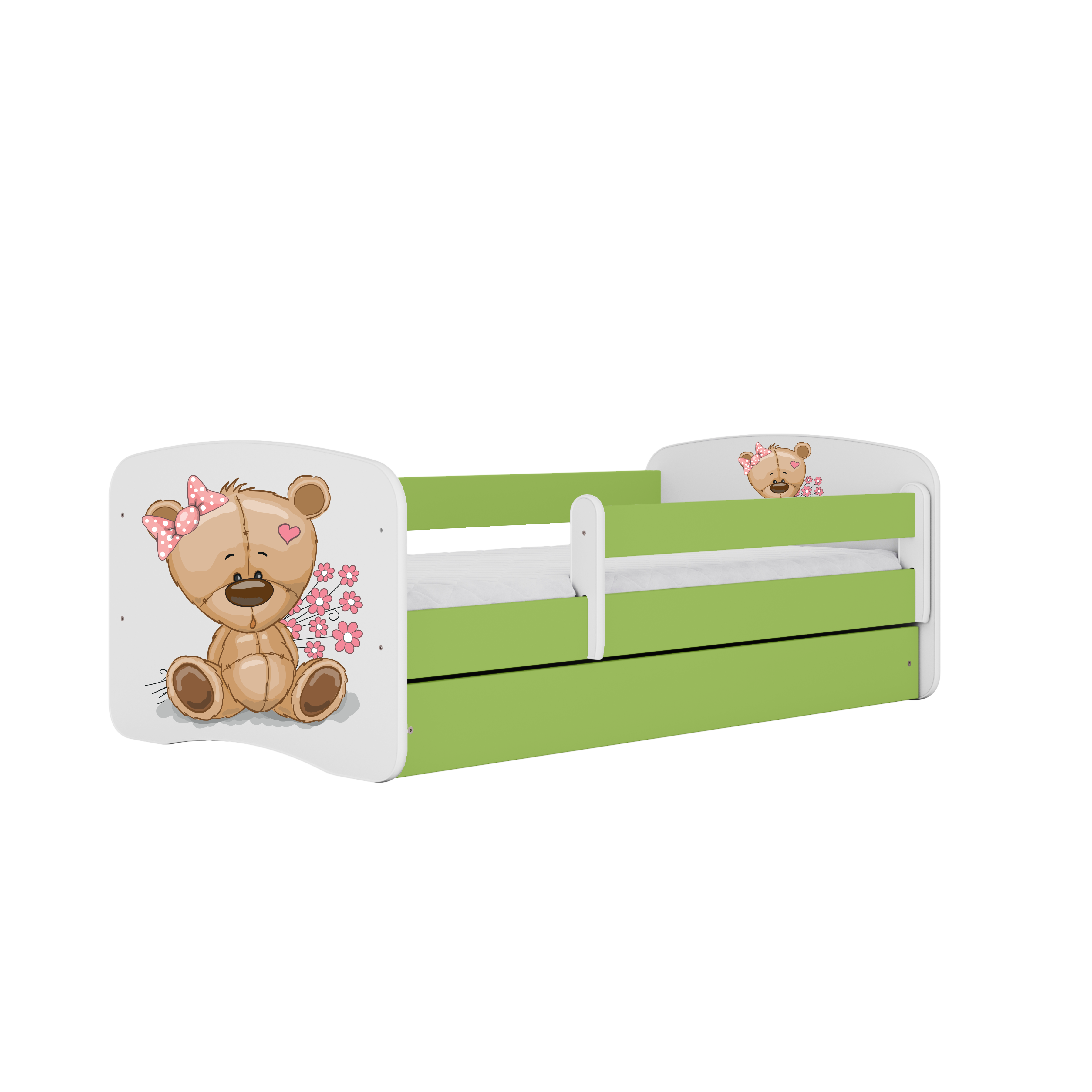KINDERBETT Teddybärblumen mit Schublade 140/70 80/61/144 - Grün, Holzwerkstoff (70/140cm) - RAUMHIRSCH FURNITURE