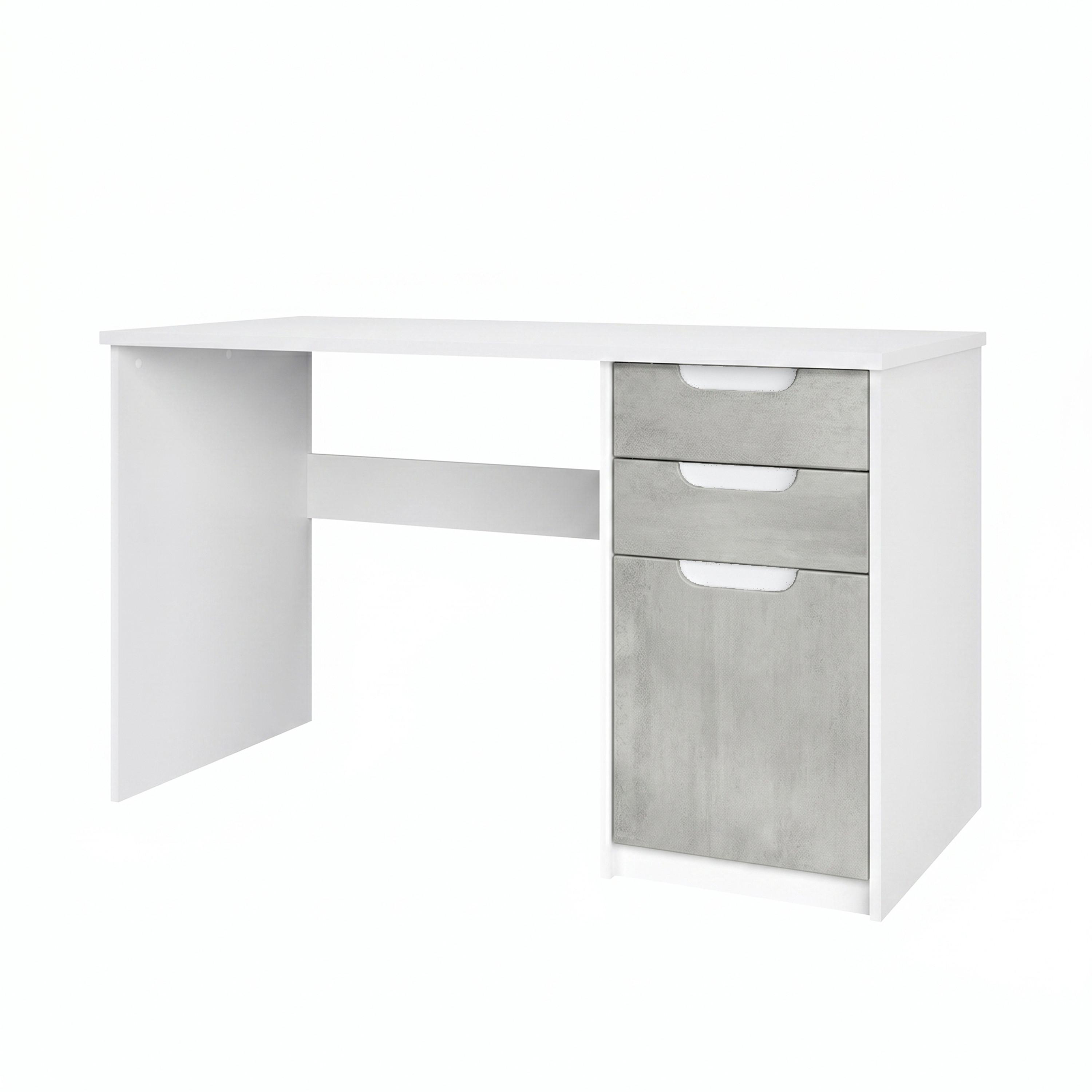 SCHREIBTISCH Logan Fronten in Beton Oxid Optik - Hellgrau, Holzwerkstoff (60/129/76cm) - Vladon
