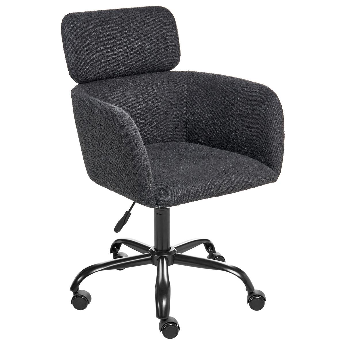 SCHREIBTISCHSTUHL Bouclé Schwarz Alena - Schwarz, Textil (60/84/60cm) - Beliani