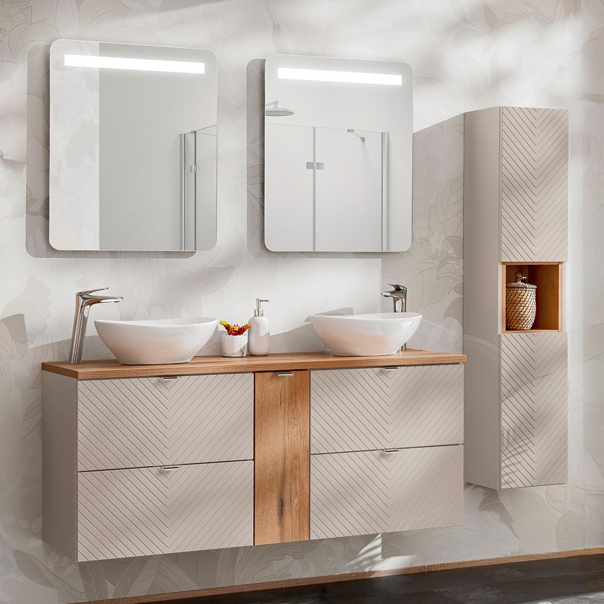 DOPPELWASCHTISCH 140.4cm Manoa Kaschmir - Beige, Holzwerkstoff (140.4/59/40cm) - Petits-meubles