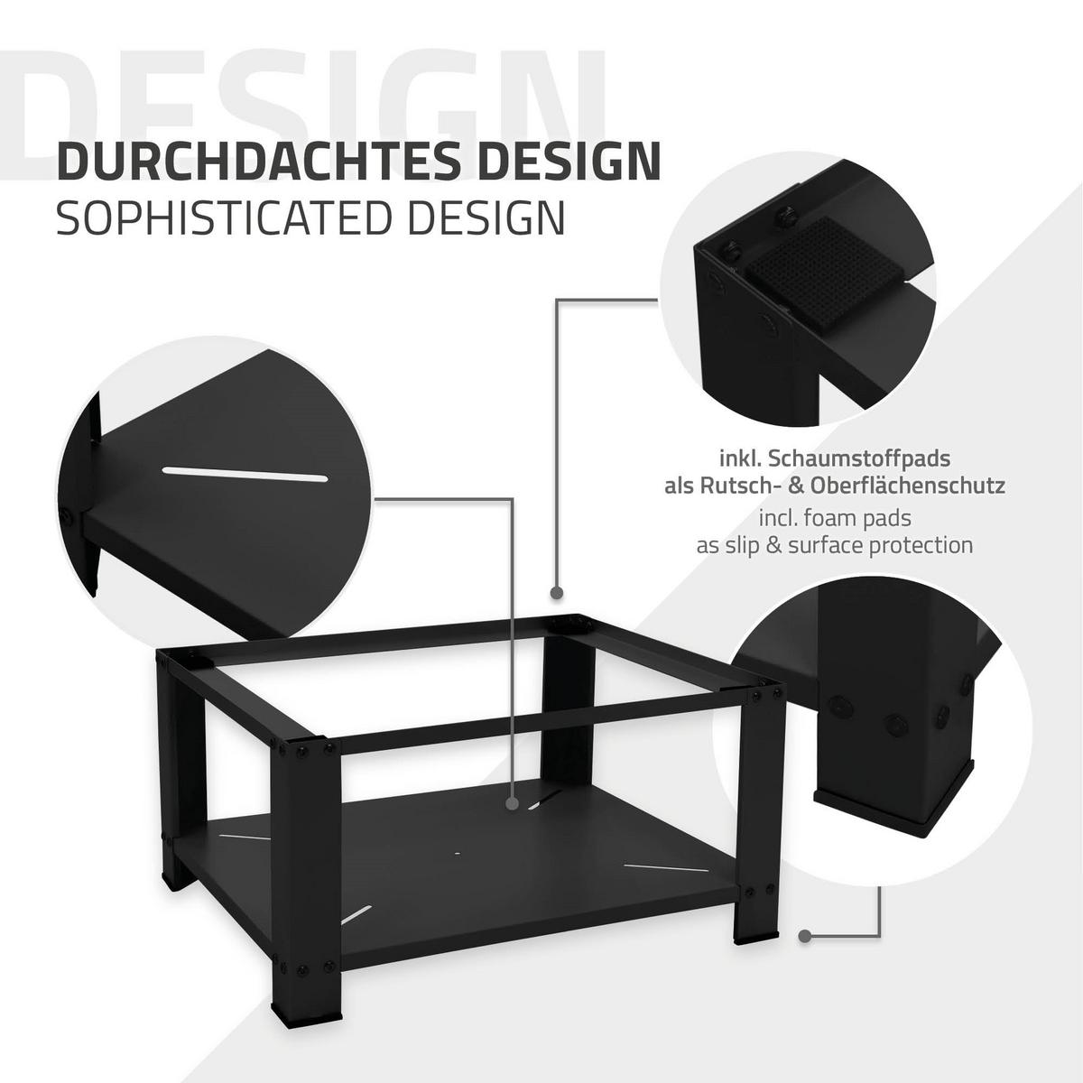 WASCHMASCHINEN UNTERGESTELL mit Ablage Podest Trockner Unterschrank 63x54 cm Schwarz aus Stahl - Schwarz, Metall (54/32/63cm) - ML-DESIGN