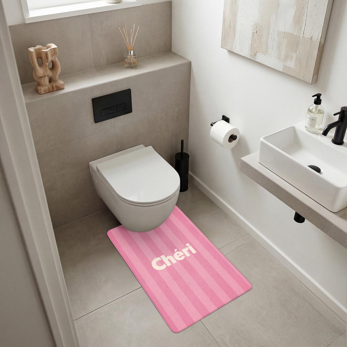 WC-VORLEGER Gestreift - Rosa - Chéri WC Teppich 50x80 cm - Pink, Textil (50/1cm) - OnlyWow