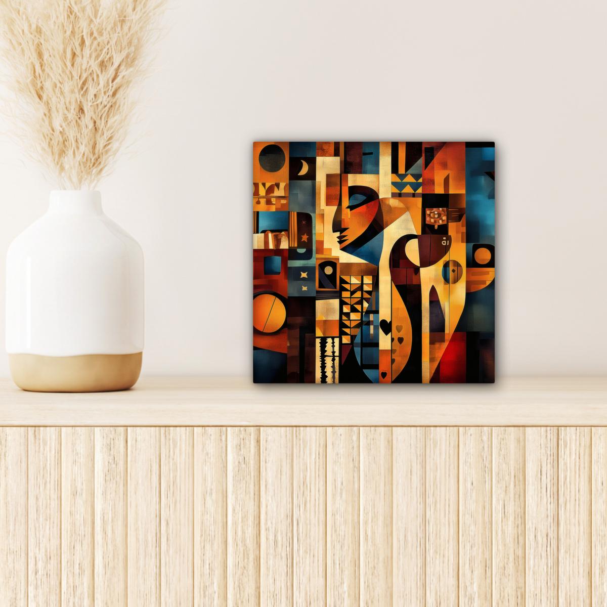 LEINWANDBILD Figuren - Abstrakt - Symbole Deko Wohnzimmer 20x20 cm - Terracotta, Textil (20/20cm) - MuchoWow