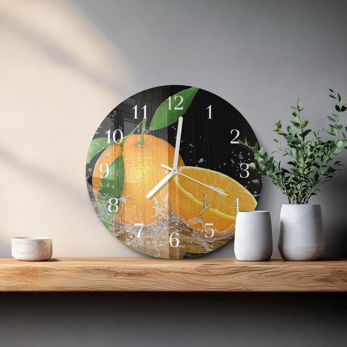 WANDUHR aus Glas Ø30 cm - Orangen - Orange, Glas (30/30/0.4cm) - TULUP