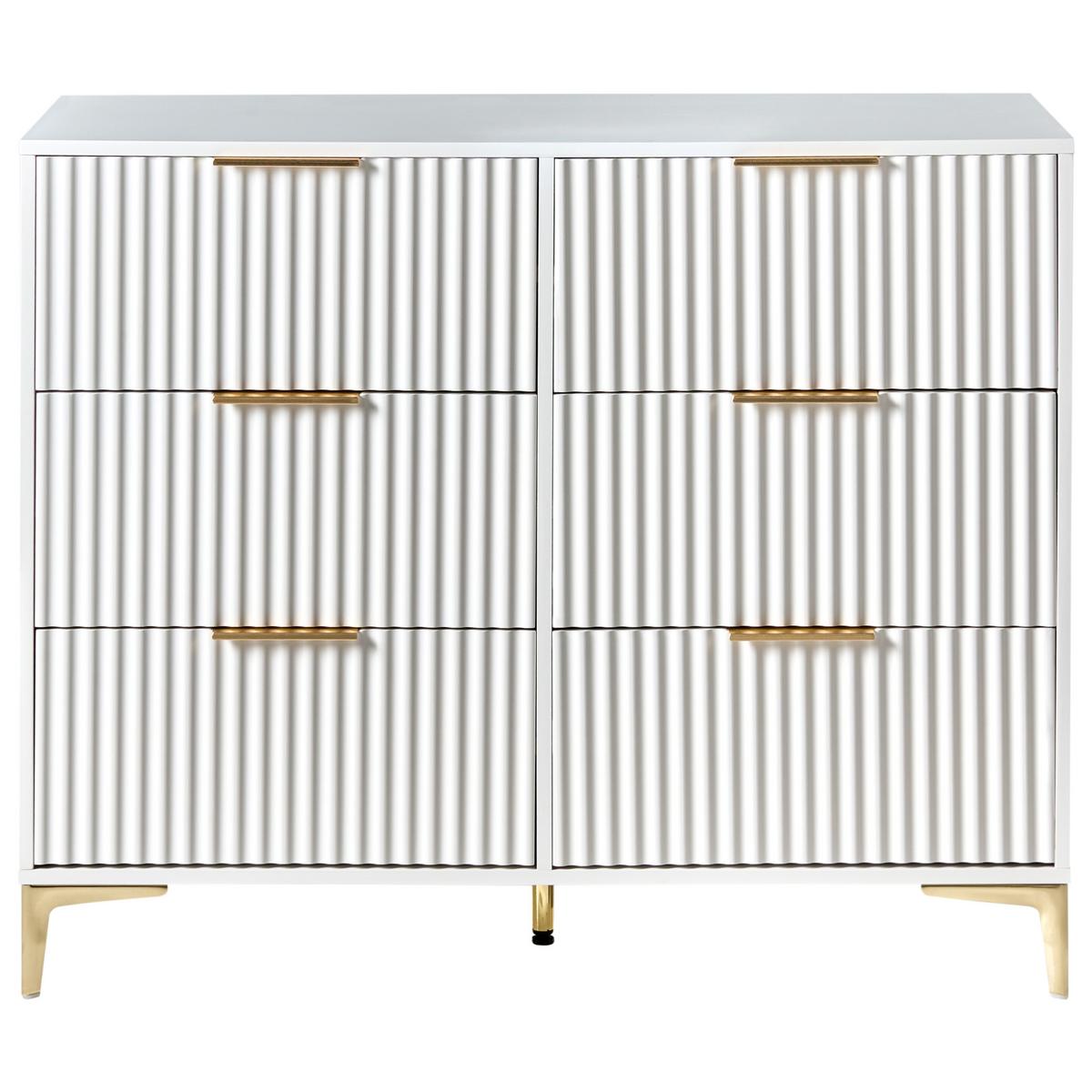 KOMMODE mit 6 Schubladen Weiß Walcott - Weiß, Holzwerkstoff (108/89/40cm) - Beliani