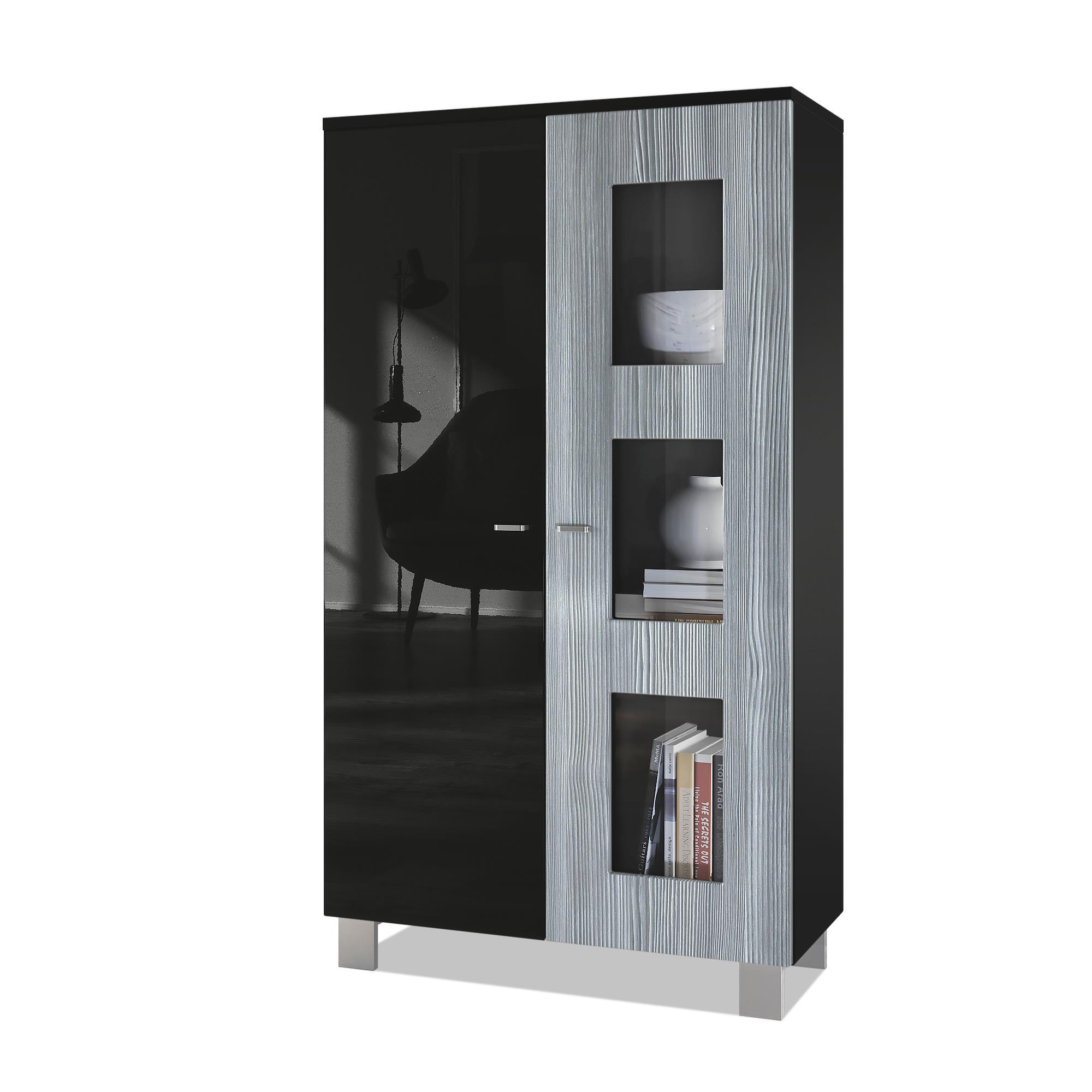 VITRINE Denjo Tür in Avola-Anthrazit - Anthrazit, Holzwerkstoff (71/129/35cm) - Vladon