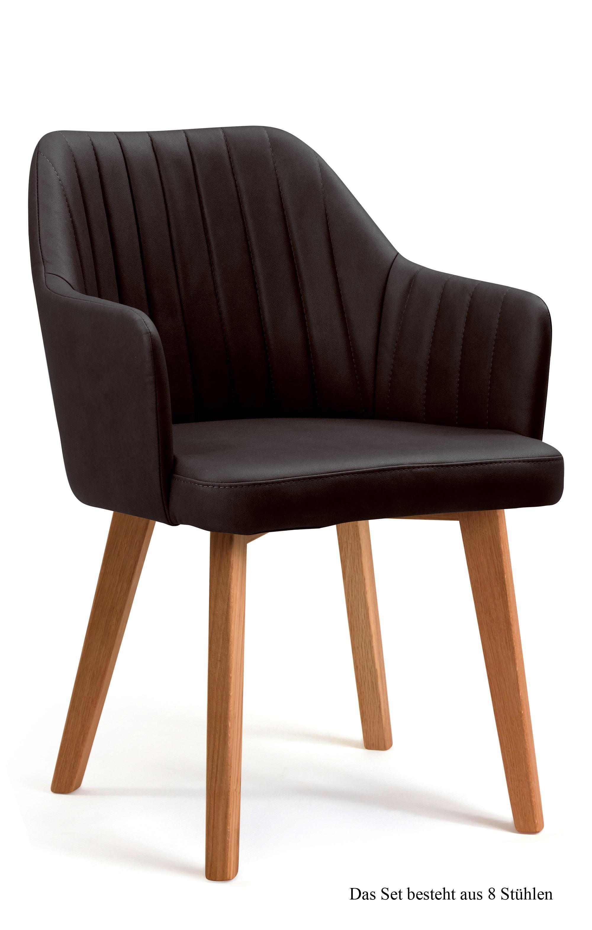 ARMLEHNSTUHL (8er-Set) Dasi 58x81x60 Eiche geölt/Espresso - Eichefarben/Dunkelbraun, Kunststoff (60/81/58cm) - 58aufmkessel