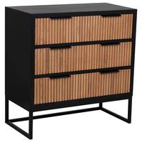 KOMMODE mit 3 schubladen aus holz und metall 80x39x81 cm - Braun, Holz (80/81/39cm) - Wanderlust