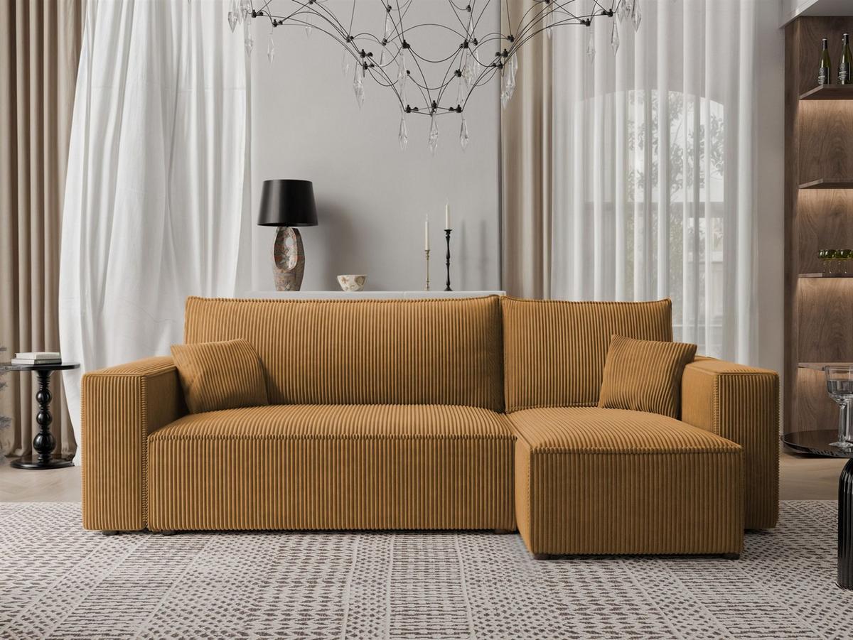 ECKSOFA Adara Mit Schlaffunktion - Gelb, Holzwerkstoff/Textil (145/244cm) - Fun Möbel