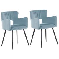 ESSZIMMERSTUHL 2er-Set Samtstoff Hellblau Sanilac - Hellblau, Textil/Metall (52/75/44cm) - Beliani