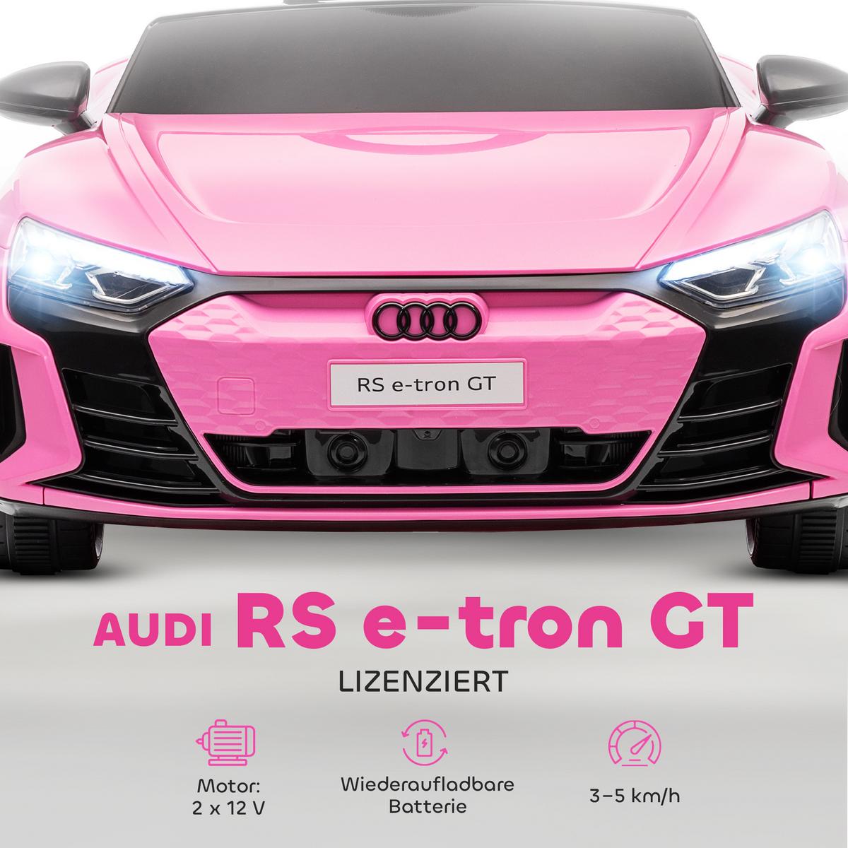 KINDER-ELEKTROAUTO mit Fernbedienung, Hupe, Musik, Scheinwerfer, Gurt, Rosa - Rosa, Metall (103/58/41cm) - HOMCOM