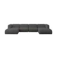 WOHNLANDSCHAFT MIRA-U2 408x179x70 Dunkelgrau Velours - Dunkelgrau/Schwarz, Holzwerkstoff/Kunststoff (408/70/179cm) - ALTDECOR