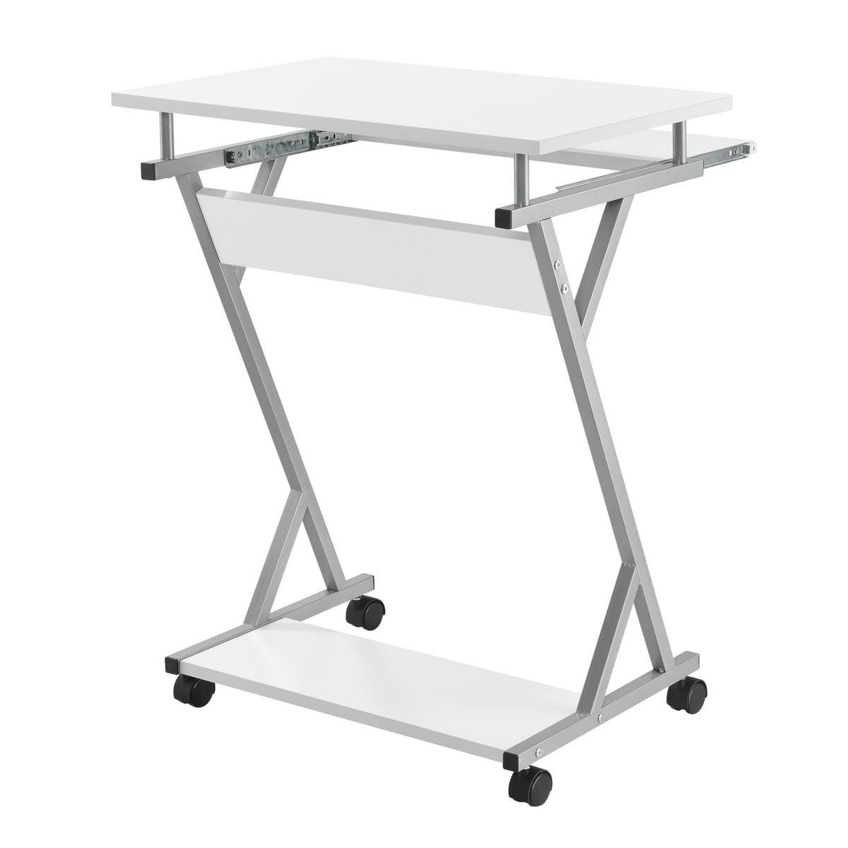 SCHREIBTISCH rollbar - Weiß, Holzwerkstoff/Metall (40/60/75cm) - [en.casa]