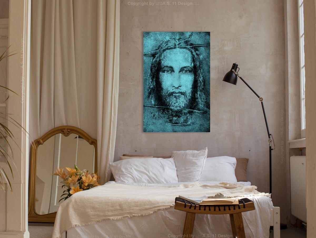 KUNSTDRUCK Schwarz 40/60 cm - Türkis/Schwarz, Textil (40/60cm) - KUNSTLOFT