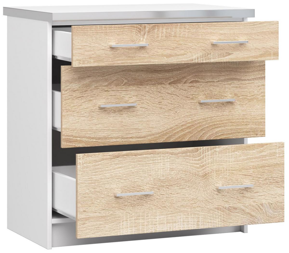 UNTERSCHRANK Weiß, Eiche Sonoma 82/80/44,5 - Weiß/Eiche Artisan, Holzwerkstoff (80/82/44.5cm) - RAUMHIRSCH FURNITURE