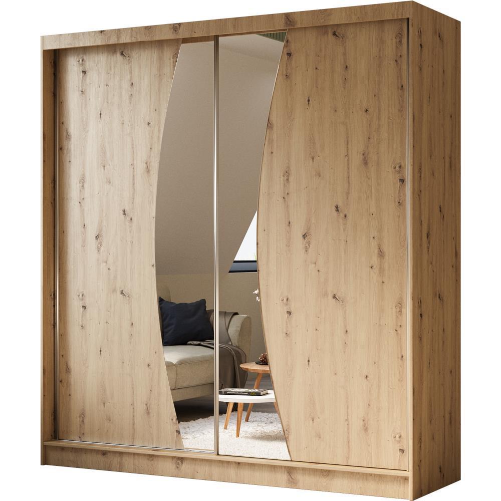 SCHWEBETÜRENSCHRANK Vox II 200/216/61 eiche Artisan mit Spiegel und Schubladen - Eiche Artisan, Holzwerkstoff (200/216/61cm) - Beautysofa