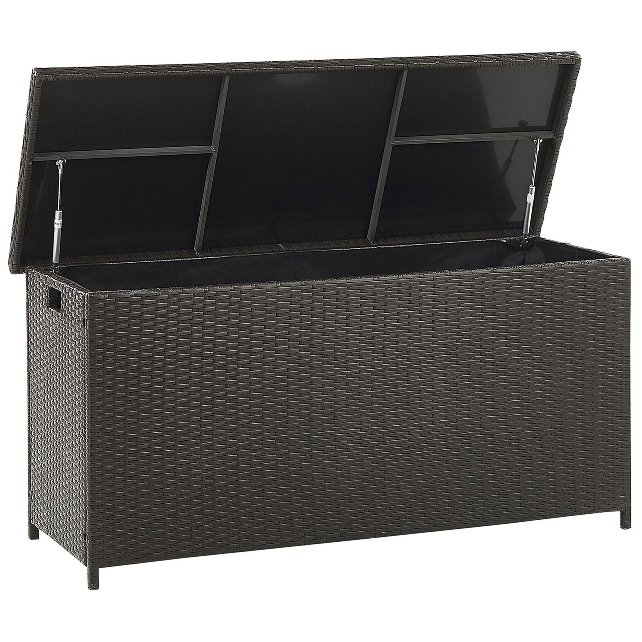 AUFLAGENBOX Rattan braun 126/46 cm Modena - Schwarz/Braun, Kunststoff (126/63/46cm) - Beliani