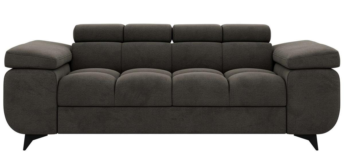 2-SITZER SOFA NIDELLO - Dunkelgrau Velvet - Dunkelgrau/Schwarz, Textil/Metall (194/70/97cm) - MKS