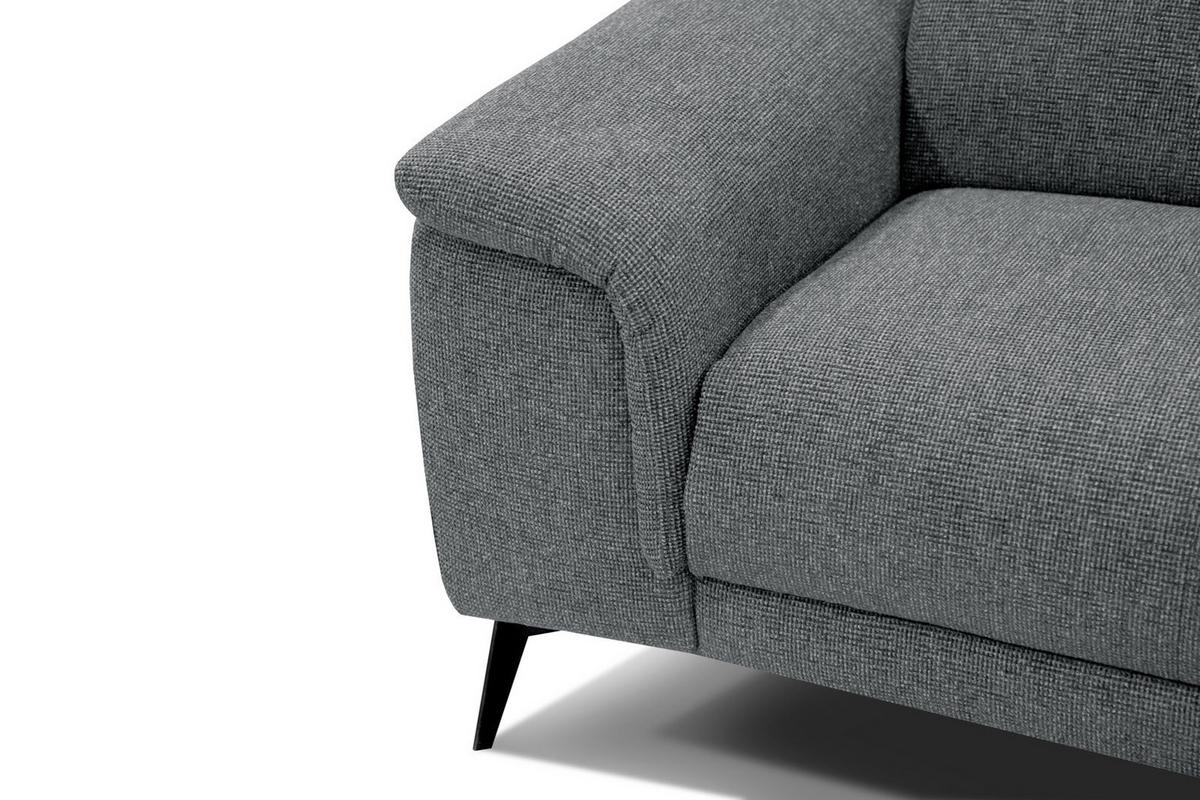 RELAXSOFA FIERO 3-Sitzer mit 1 Relaxfunktion, grau - Schwarz/Grau, Holzwerkstoff/Textil (212/82/103cm) - Wozimo