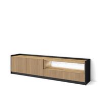 LOWBOARD, Eiche und Schwarz, 207/37/50cm, Led - Eichefarben, Holzwerkstoff (207/50/37cm) - Skraut Home