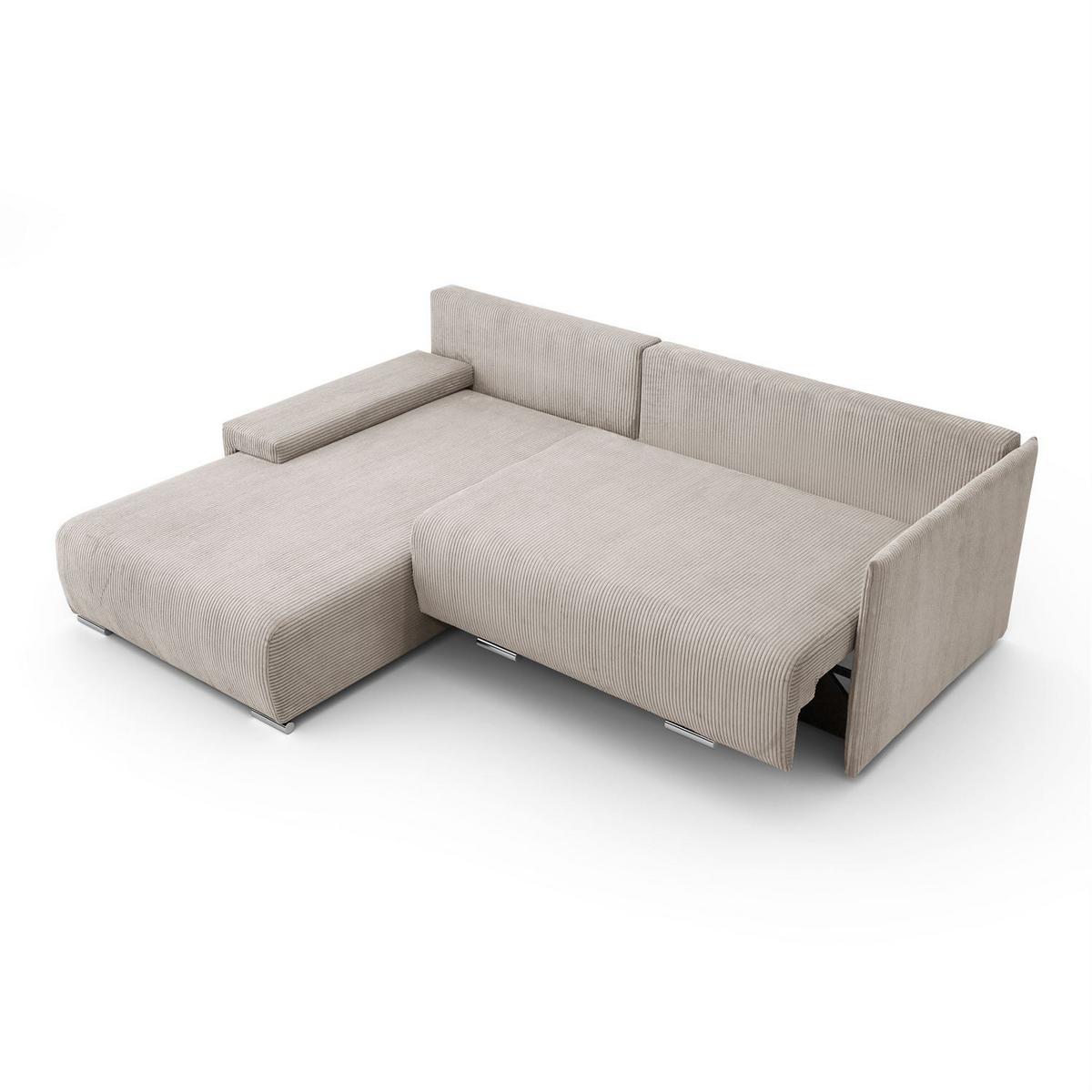 ECKSOFA LAVIO L mit Schlaffunktion und Bettzeugkasten Linke - Beige, Textil (246/188cm) - Lookway