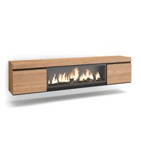 LOWBOARD, Tv-Schrank mit Elektrokamin XXL, Hängend, Eiche, 208/35/45cm - Eichefarben/Multicolor, Holzwerkstoff (208/45/35cm) - Skraut Home