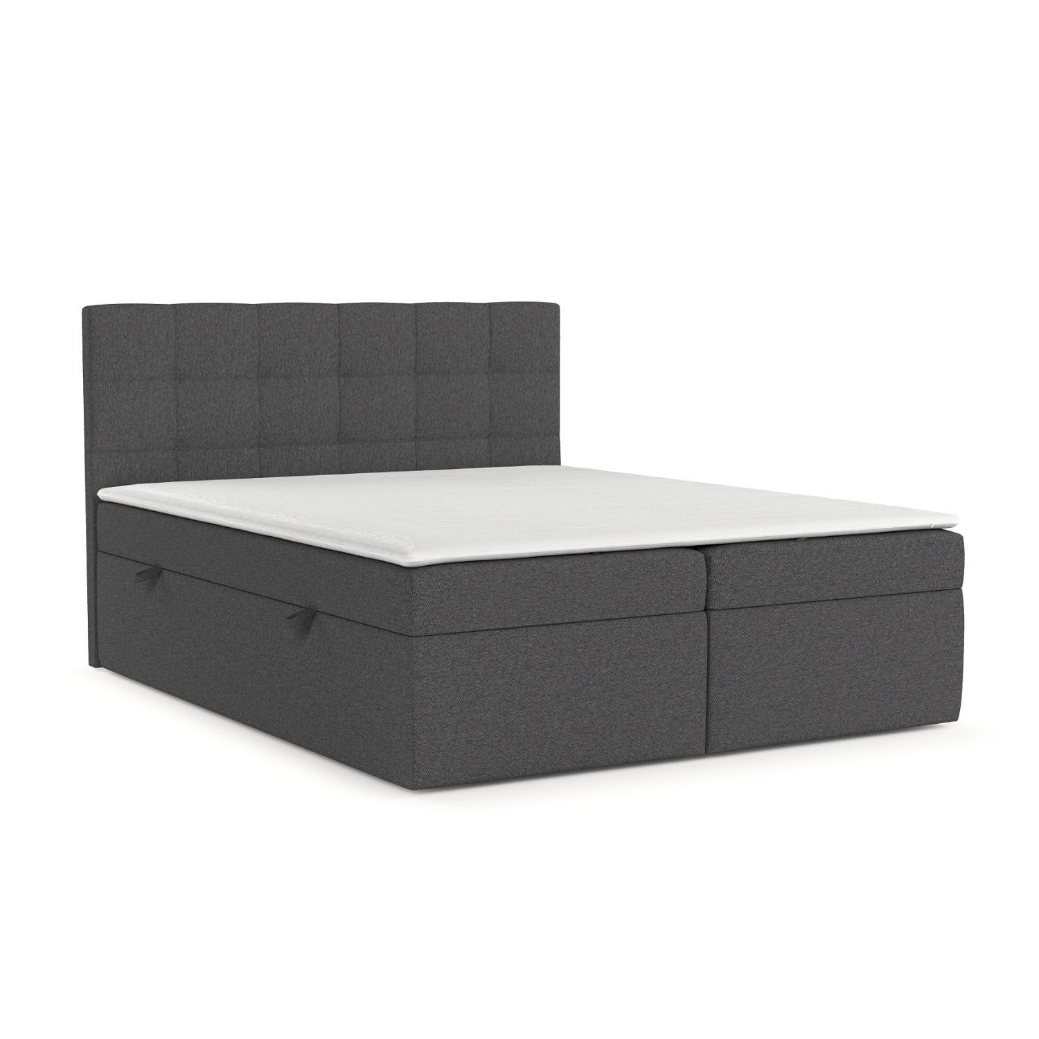 BOXBETT Lean 180/200 cm Anthrazit im Megan Stoff - Anthrazit/Schwarz, Holz/Holzwerkstoff (180/200cm) - AltaBeds