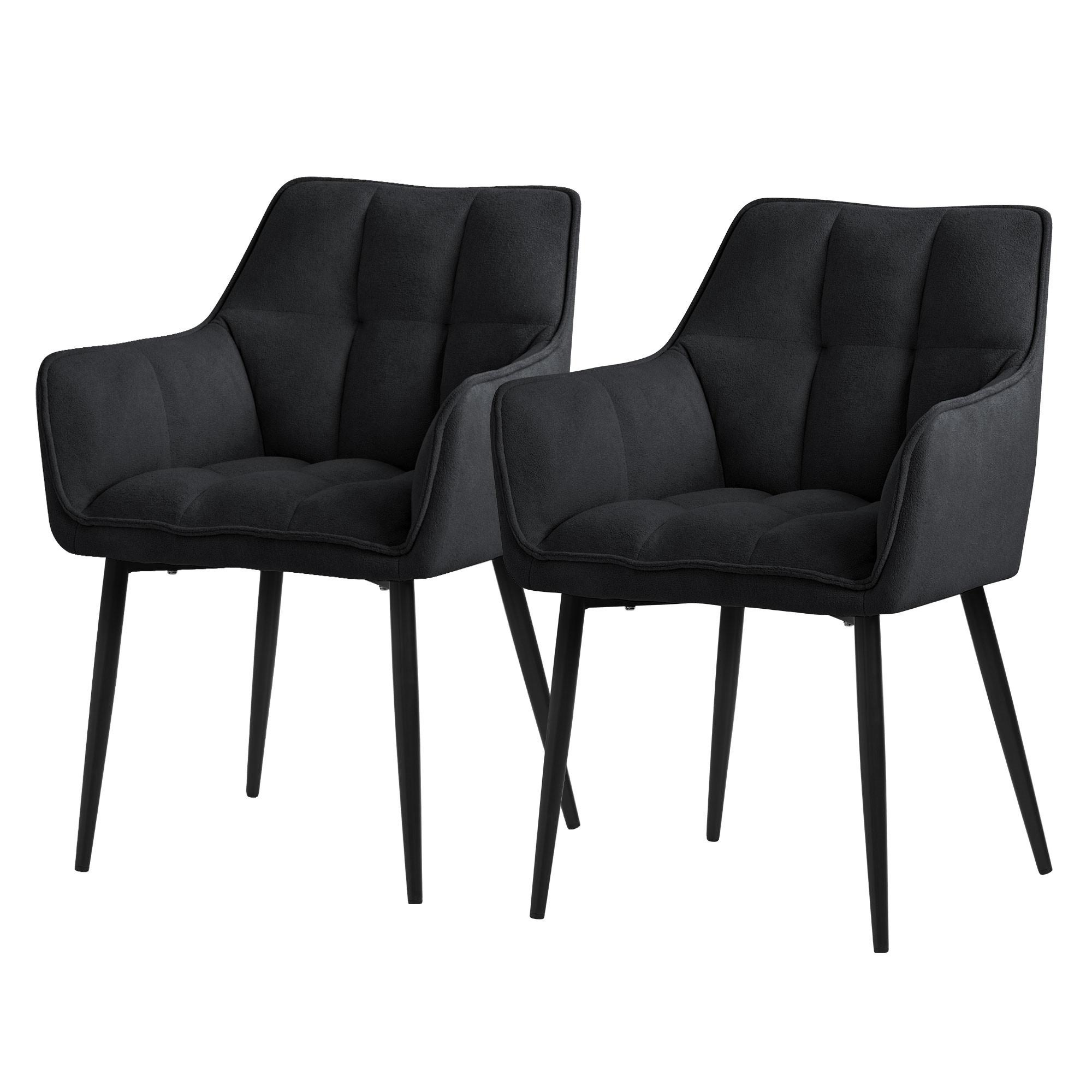ESSZIMMERSTÜHLE 2ER-SET Schwarz Frotteestoff - Schwarz, Textil/Metall (63/90/57cm) - ML-DESIGN