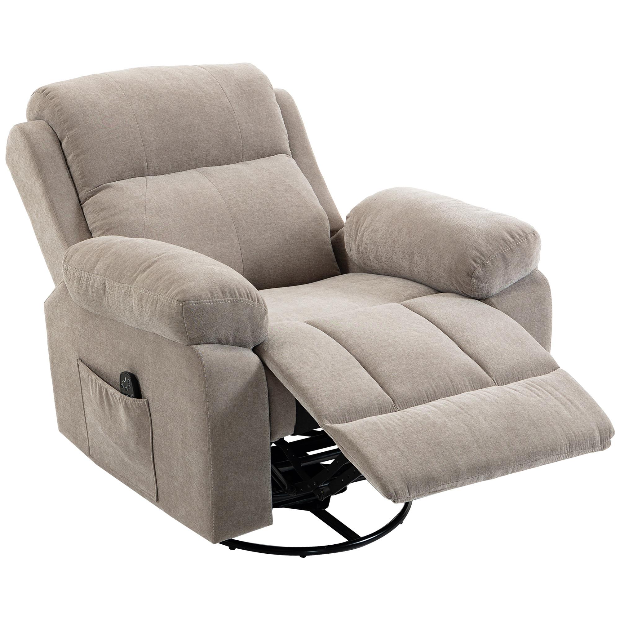 RELAXSESSEL Chenille Beige - Beige/Schwarz, Holzwerkstoff/Textil (97/104/97cm) - HOMCOM