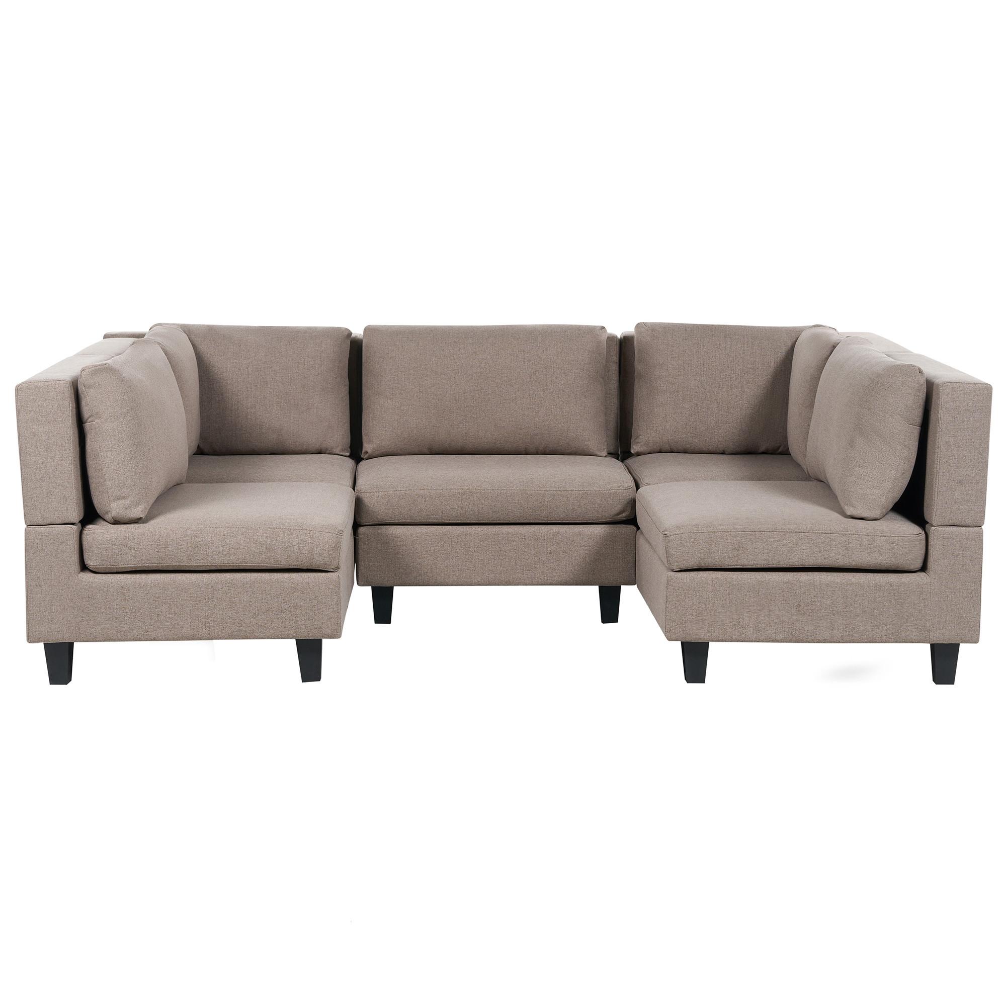 5-SITZER-MODULSOFA U-förmiges Braun Stoff Unstad - Braun, Textil (228/72/76cm) - Beliani