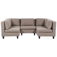 5-SITZER-MODULSOFA U-förmiges Braun Stoff Unstad - Braun, Textil (228/72/76cm) - Beliani