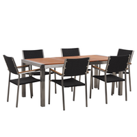 GARTENMÖBEL-SET 6-Sitzer Eukalyptusholz Rattan schwarz Grosseto - Hellbraun/Silberfarben, Holz - Beliani