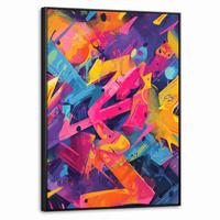 LEINWAND Bilder mit Rahmen - Abstrakt - Formen - Farbenfroh - 70x100 - Magenta, Textil (70/100cm) - MuchoWow