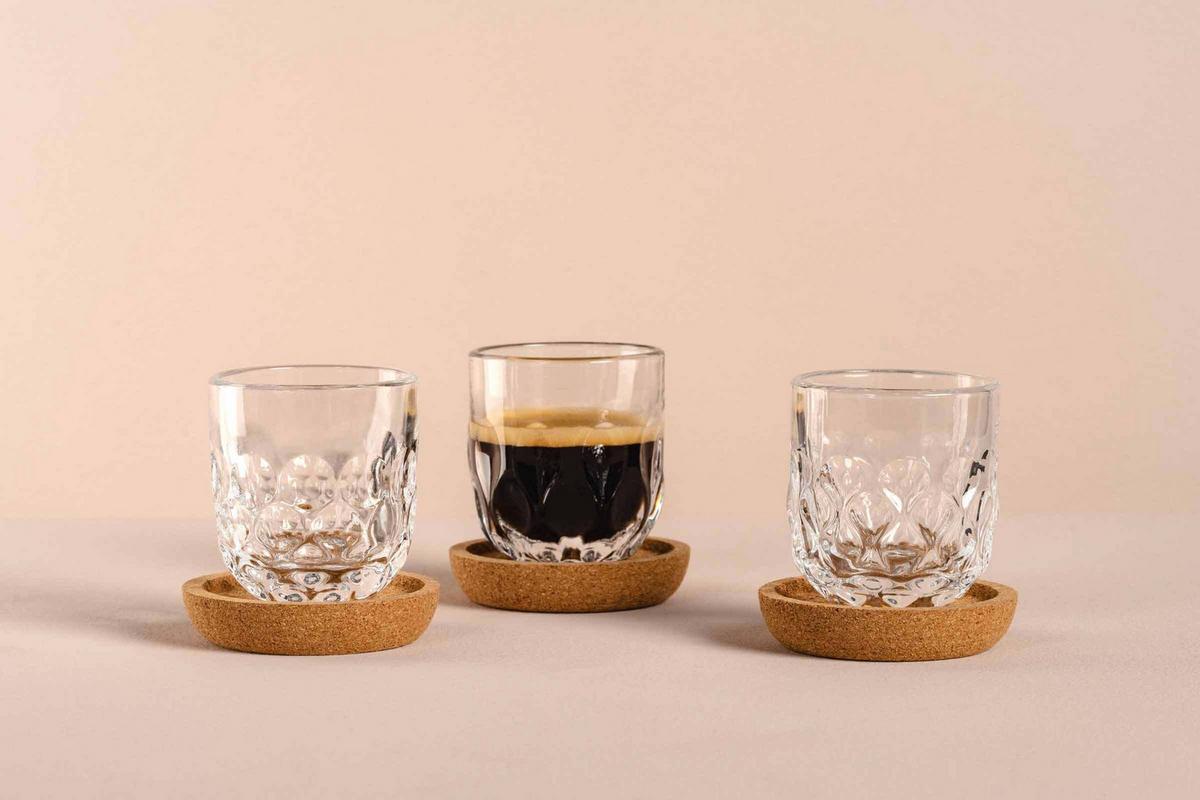 ESPRESSOGLÄSER MIT UNTERSETZER Gocce transparent 60 ml 12-tlg. - Transparent, Glas (0.06L) - Leonardo Living