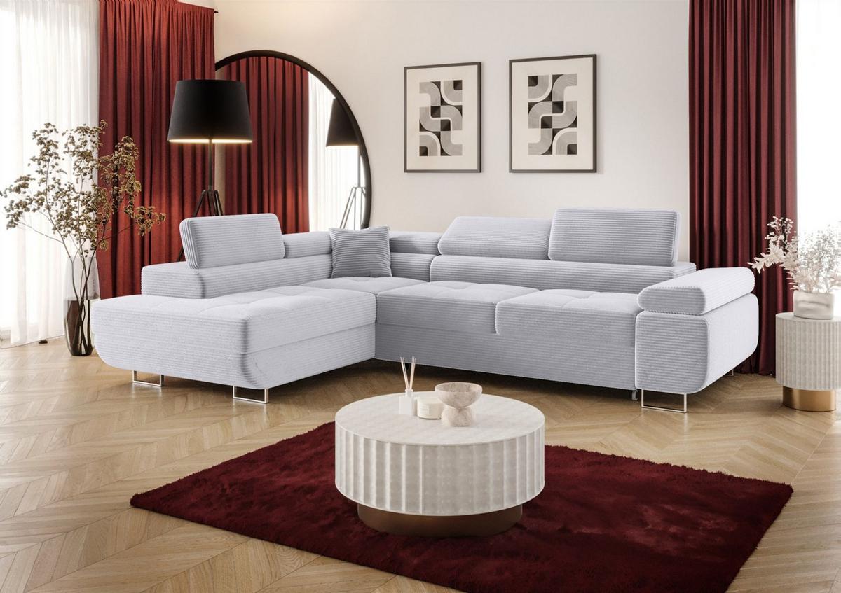 ECKSOFA Monaro Mit Schlaffunktion - Hellgrau, Holzwerkstoff/Textil (202/275cm) - Fun Möbel