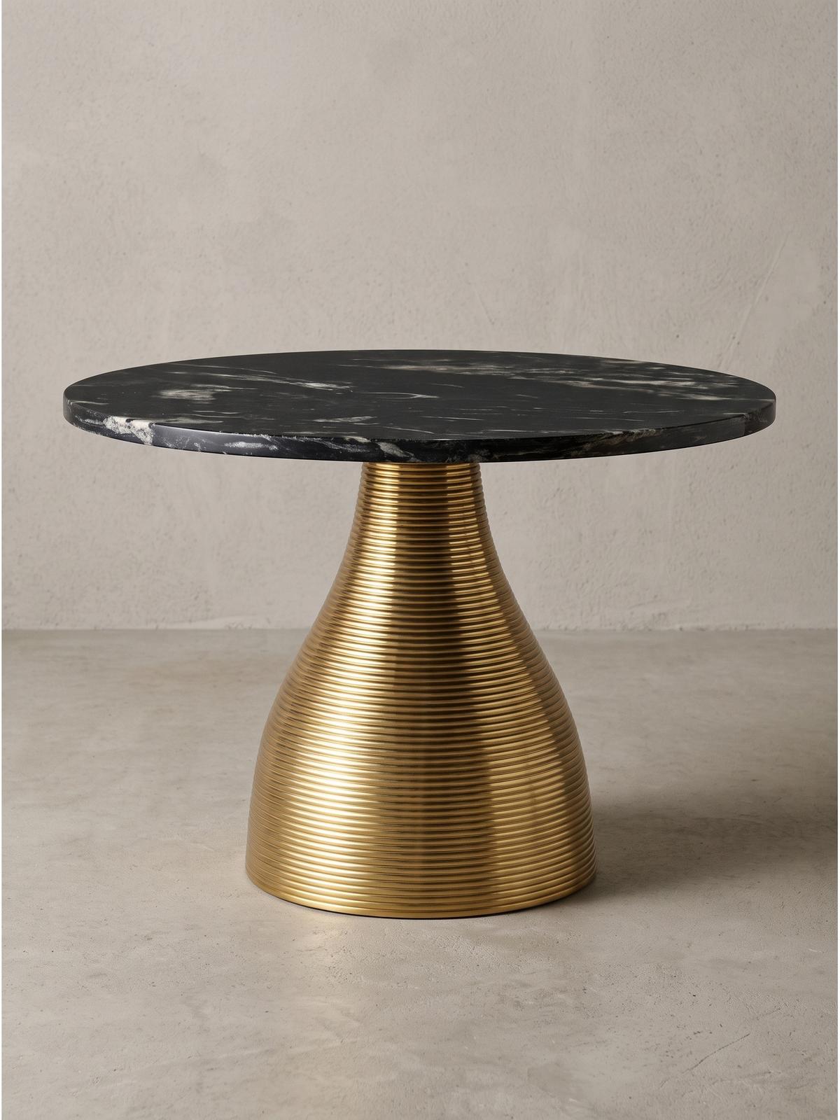 COUCHTISCH TORMES, Marmor, handgefertigt, Schwarz-Gold, Ø 60 x 40 cm - Goldfarben/Schwarz, Stein/Metall (60/60/40cm) - KADIMA DESIGN