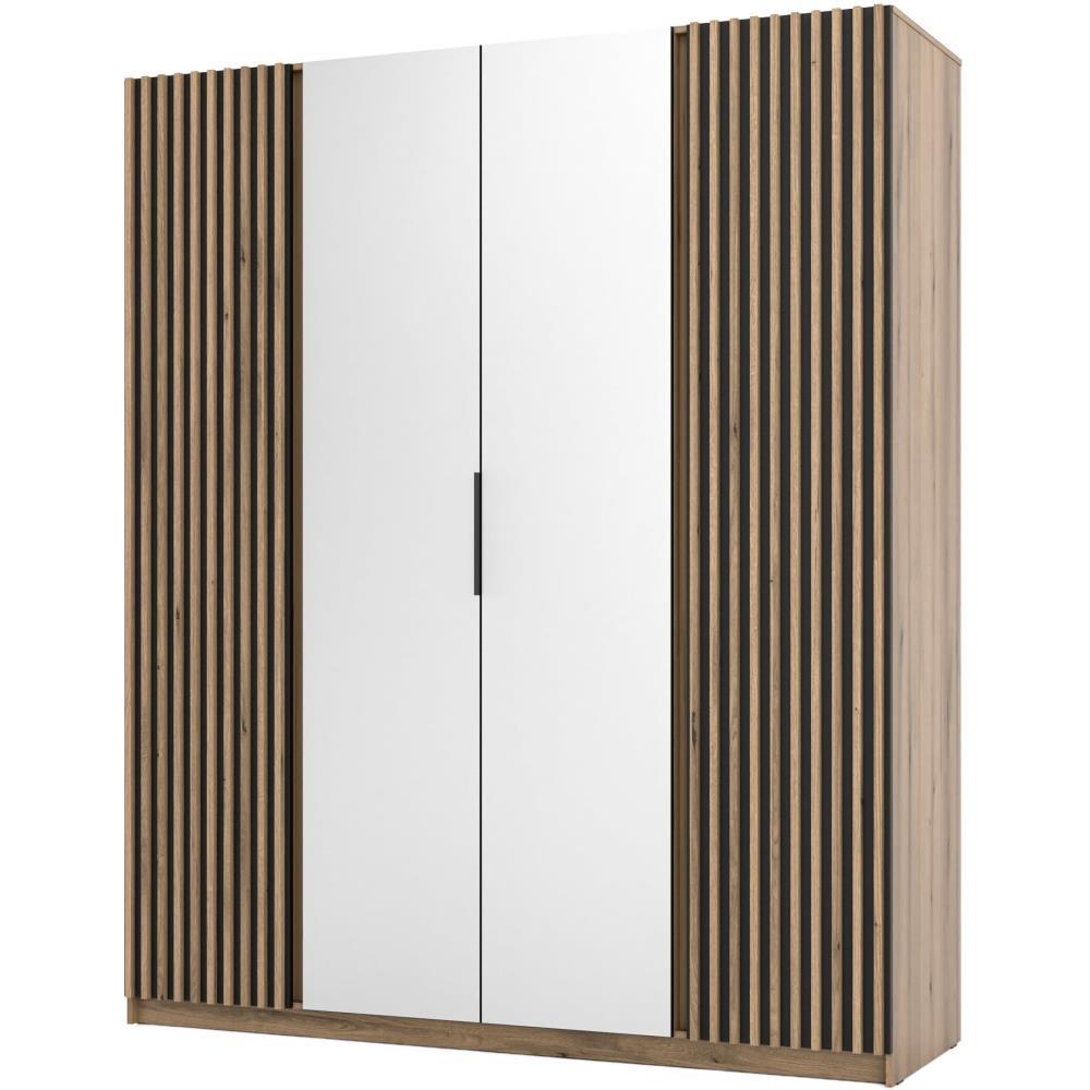 DREHTÜRENSCHRANK Kaya 200/62/239 4-Türig mit zwei Spiegel - Eichefarben/Schwarz, Holzwerkstoff (200/239/62cm) - Beautysofa