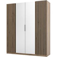 DREHTÜRENSCHRANK Kaya 200/62/239 4-Türig mit zwei Spiegel - Eichefarben/Schwarz, Holzwerkstoff (200/239/62cm) - Beautysofa