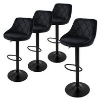 BARHOCKER 4er Set aus Samt Schwarz höhenverstellbar/drehbar - Schwarz, Metall (37/106/47cm) - ML-DESIGN