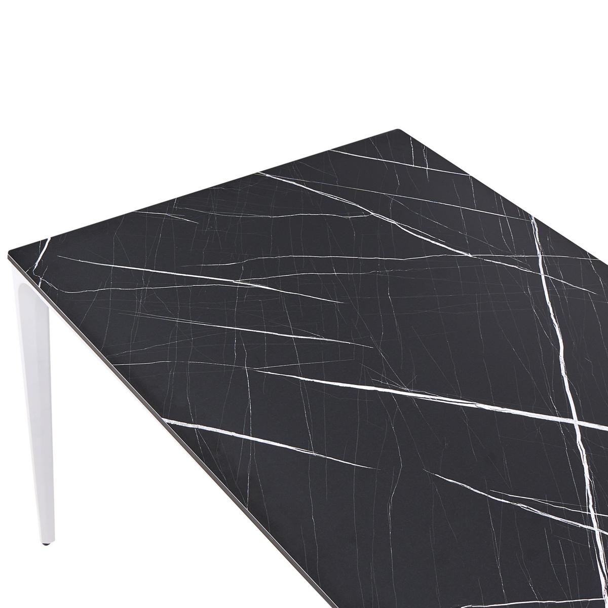 GARTENTISCH 180/90 cm Marmor Optik Schwarzer Marmor Sovareto - Schwarz, Kunststoff (180/90/75cm) - Beliani